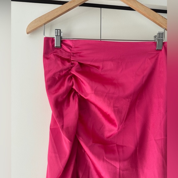 NWOT Shein Hot Pink Satin Midi Skirt - Picture 2 of 9